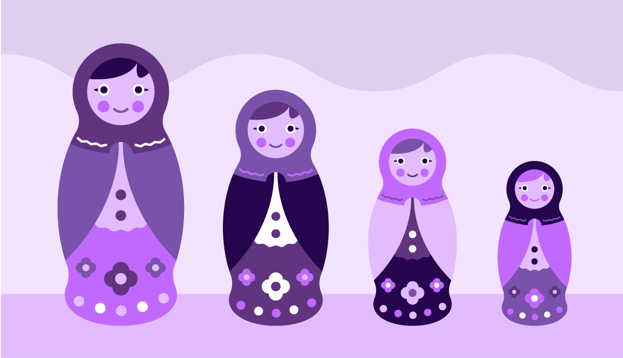a full family of babushka dolls